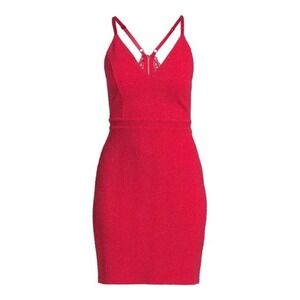 Planet Gold Red Lace Trim Bodycon Mini Dress Party Valentines Day Size XXL